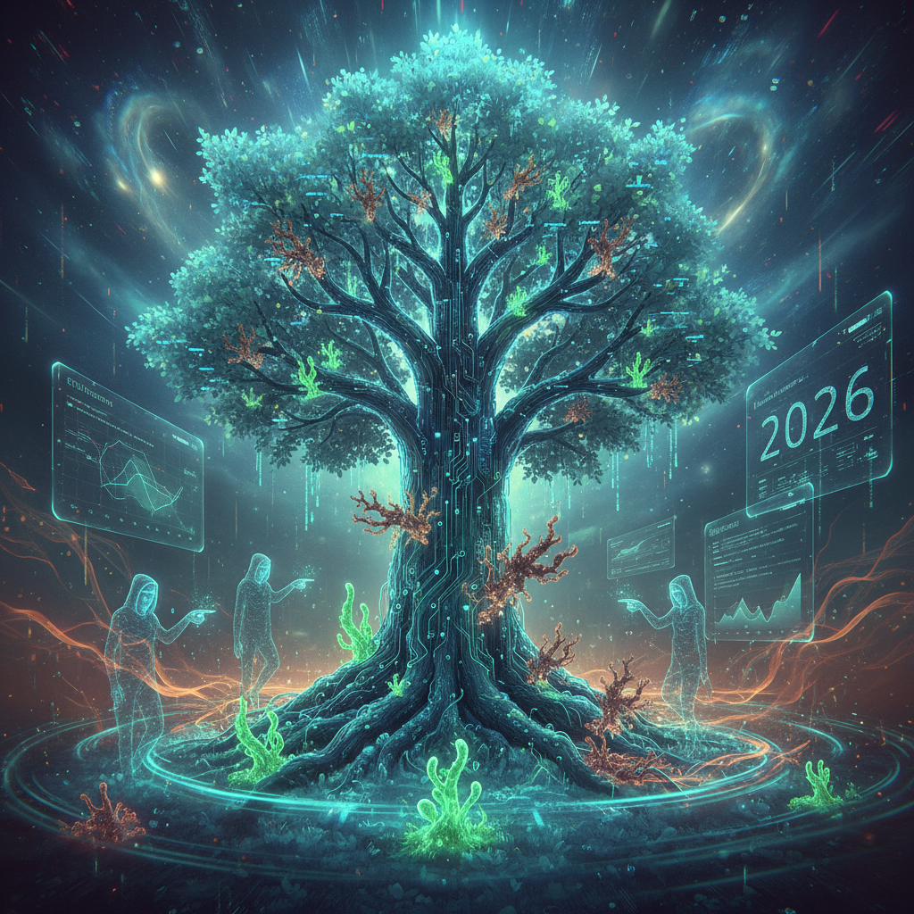 Infographic illustrating the silent weathermen WordPress plugins and their environmental footprint in 2026, featuring icons for climate awareness, carbon emissions, and website performance, with "wordpress environmental footprint" highlighted as the central theme.