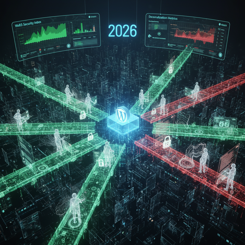 WordPress website running smoothly in 2026, with a visual representation of WebAssembly (Wasm) modules subtly extending core functionality through plugins, enhancing performance and features.