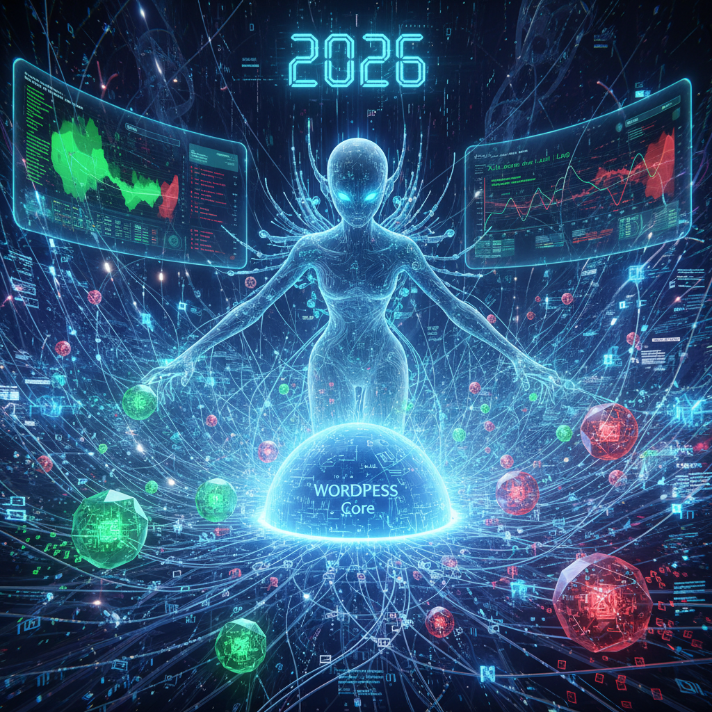 Visual representation of WordPress plugins integrating Machine Learning Explainability (XAI) in 2026, showing code snippets and user interface elements extending core functionality with AI insights for developers and content creators. Focus on the seamless augmentation process.