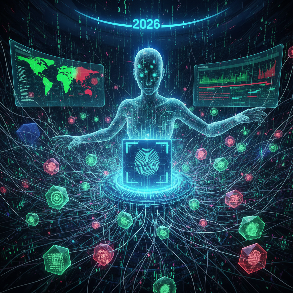 A close-up of a smartphone displaying a biometric authentication prompt, with code snippets of WordPress plugin files faintly visible in the background, symbolizing the auditing of WordPress plugins for emerging biometric authentication risks in 2026. The image visually represents the focus on 'WordPress biometric authentication' security.