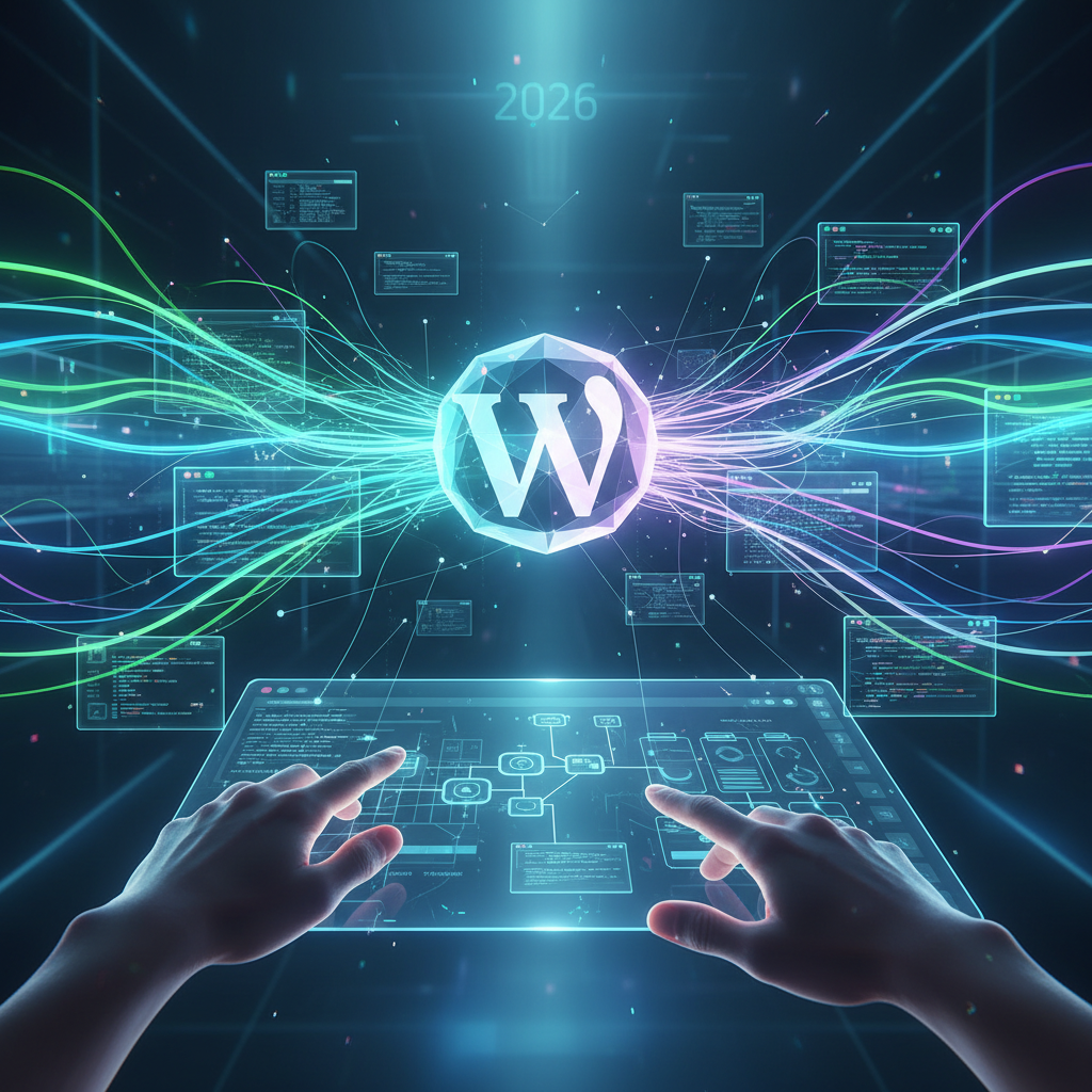 Visual representation of WordPress plugins discreetly utilizing advanced browser APIs to orchestrate client-side automation, highlighting their silent yet powerful role in web development in 2026. Focus keyword: WordPress browser APIs.