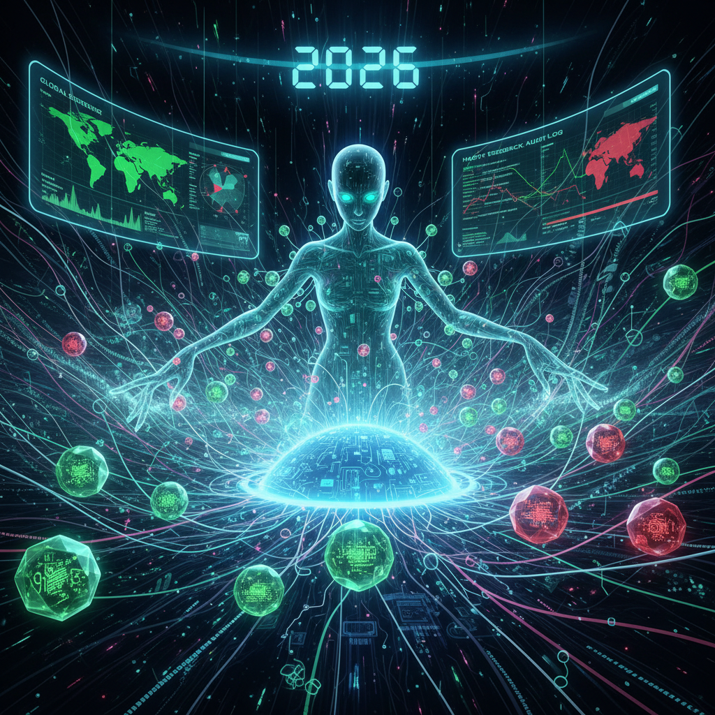 Abstract visualization of glowing lines connecting WordPress plugin icons with sensory elements like vibrations and lights, representing advanced haptic feedback and multi-sensory experiences in 2026, optimized by WordPress haptic feedback plugins.