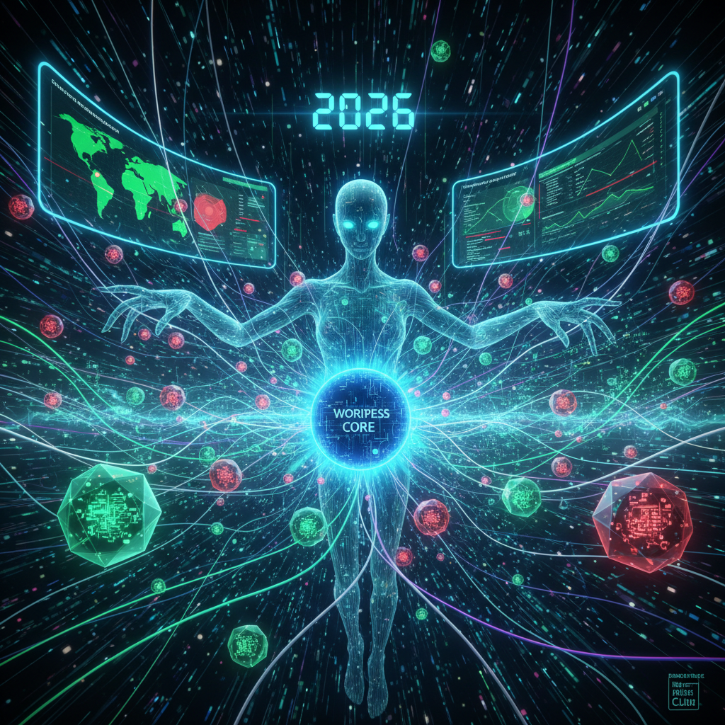 Illustration depicting adaptive rendering and progressive hydration techniques seamlessly integrated into a WordPress website via a plugin, showcasing optimized user experience and efficient content delivery in 2026. Emphasizes the role of a WordPress Adaptive Rendering Plugin.