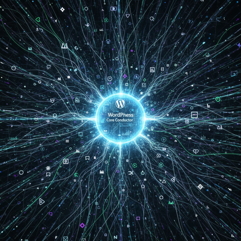 Visual representation of WordPress MLOps plugins, showing code snippets and machine learning models integrated into a WordPress dashboard, symbolizing the silent virtuosos orchestrating advanced MLOps operations in 2026.