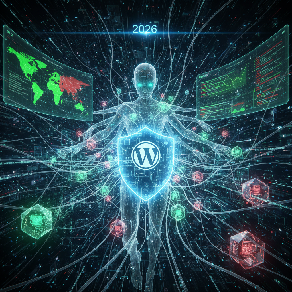 An intricate digital illustration depicting the seamless integration of WordPress browser sandboxing plugins, showcasing their role in orchestrating advanced isolation techniques for enhanced website security in 2026. Futuristic code snippets and secure network connections symbolize the protective layer these plugins provide, highlighting their importance for robust web environments.