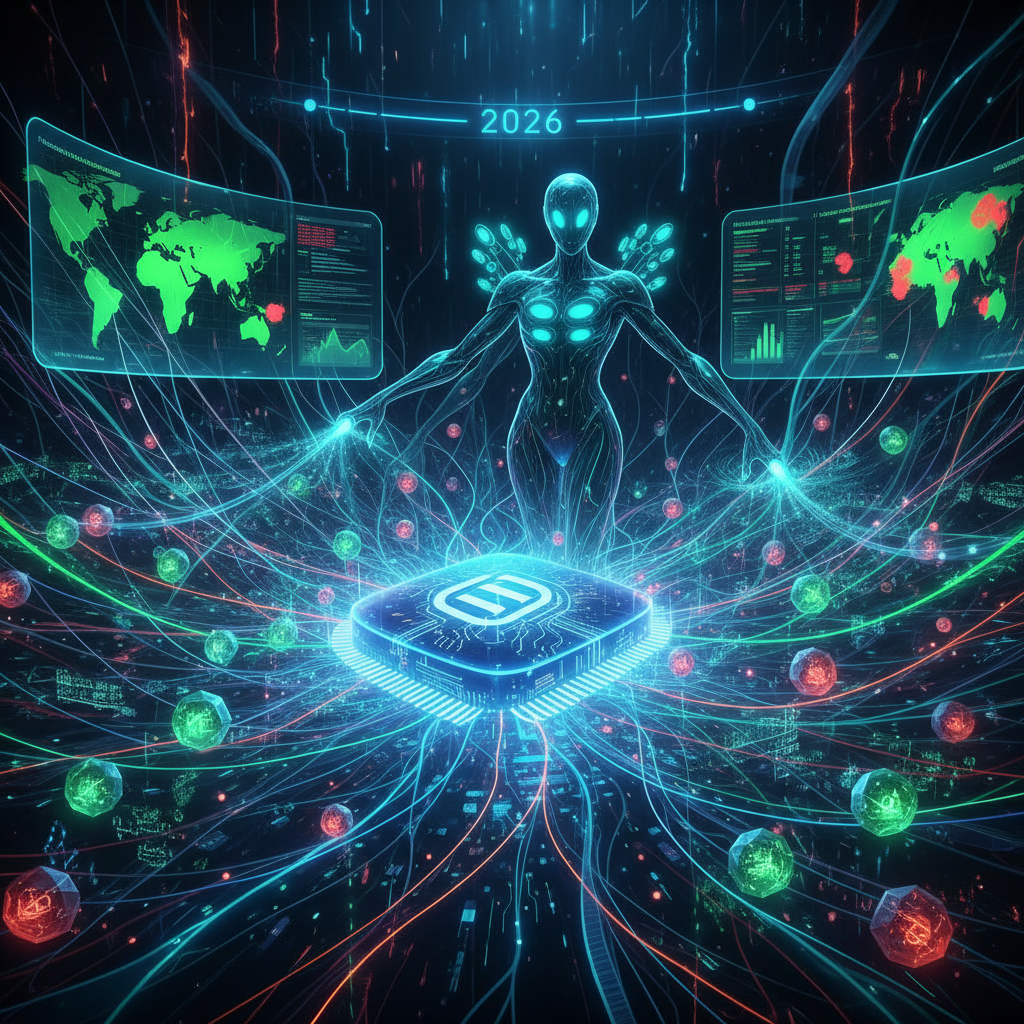 A futuristic depiction of synaptic connections and neural networks gracefully converging with the WordPress logo, illustrating the seamless integration and powerful potential of neuromorphic computing WordPress plugins in 2026, enhancing website performance and AI capabilities.