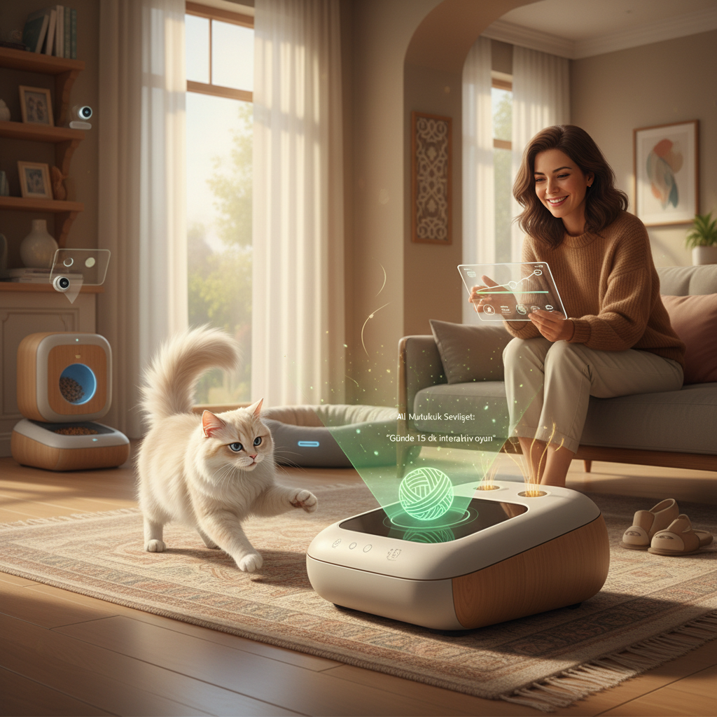 2026 Türkiye'sinde yapay zeka ve IoT ile evcil hayvan bakımı. Akıllı otomatlar, sağlık takip cihazları ve insan kokusu yayan oyuncaklarla gelişen dostluklar gösteriliyor. Yapay zeka evcil hayvan bakımını kolaylaştırıyor.
