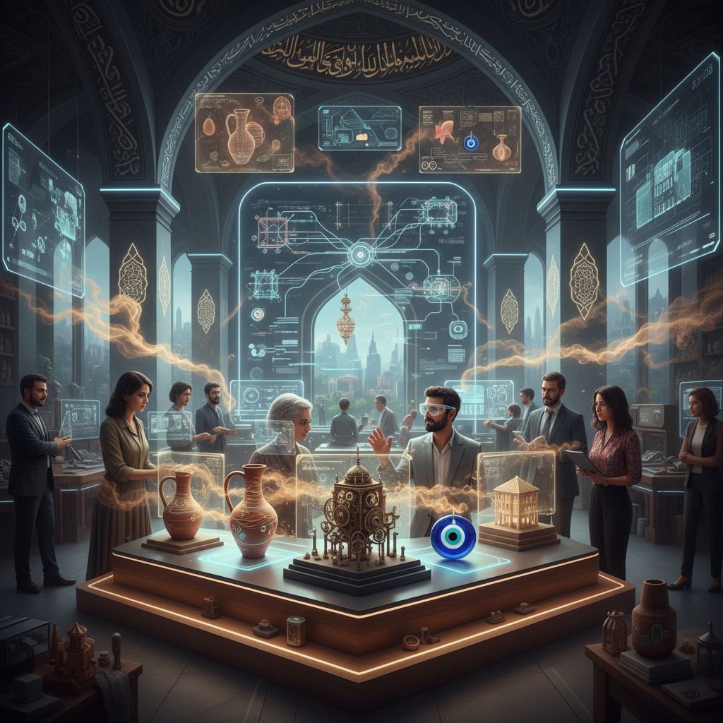 2026 Türkiye'sinde yapay zeka destekli bilişsel haritalamanın zihinsel tasarımları fiziksel varlıklara dönüştürme ve 'insan kokulu' izler bırakma süreci, geleceğin teknolojileri ve şehir planlamasını anlatan grafik.