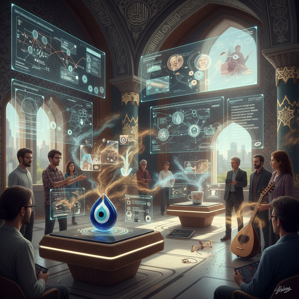 2026 Türkiye'sinde yapay zeka biyo-akustik simülasyonu ile kentsel doğal sesleri dijital sanatta canlandıran bir görsel. İnsan dokunuşuyla doğanın teknolojide sentezi.