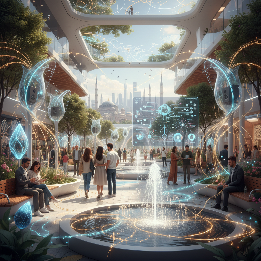 2026 Türkiye'sinde yapay zeka destekli biyo-akustik izlerin kentsel alanlarda insan kokusu analiziyle nasıl anlam kazandığını gösteren grafik. Yapay zeka biyo-akustik izler, sürdürülebilirlik.