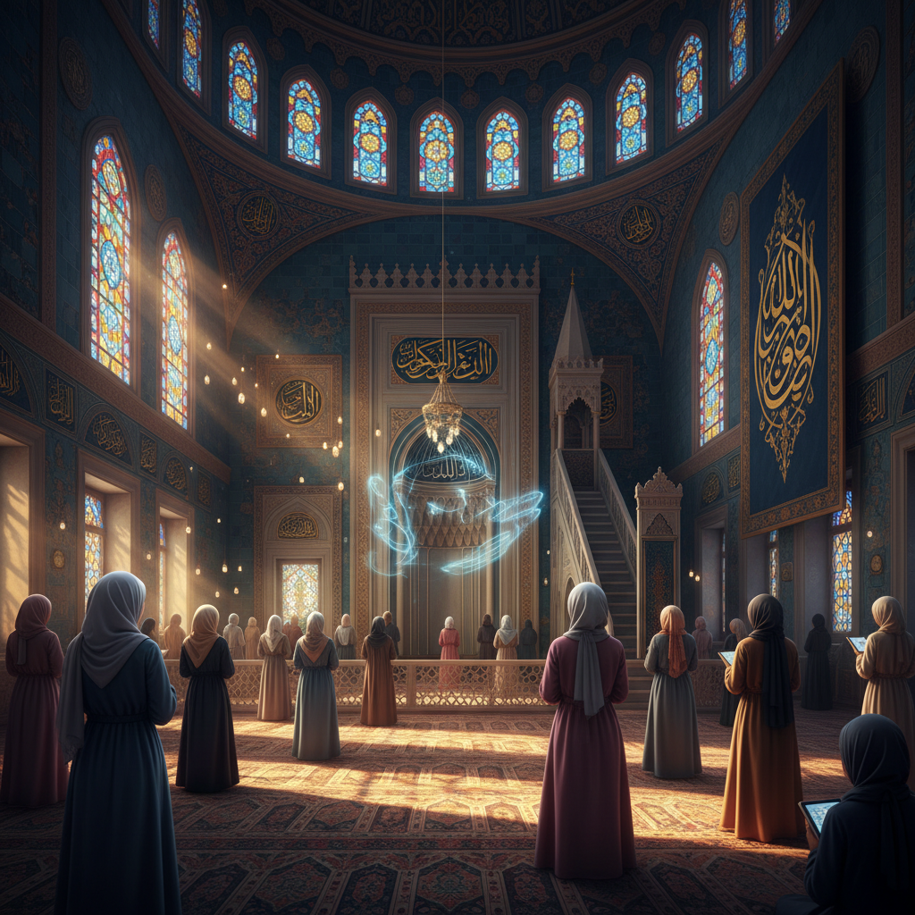 2026'da Eyüp Sultan Camii'nin zarif mimarisi içinde, kadınların tarihi rolünü ve estetik mirasını simgeleyen detaylar, Mihraba yansıyan incelikler.