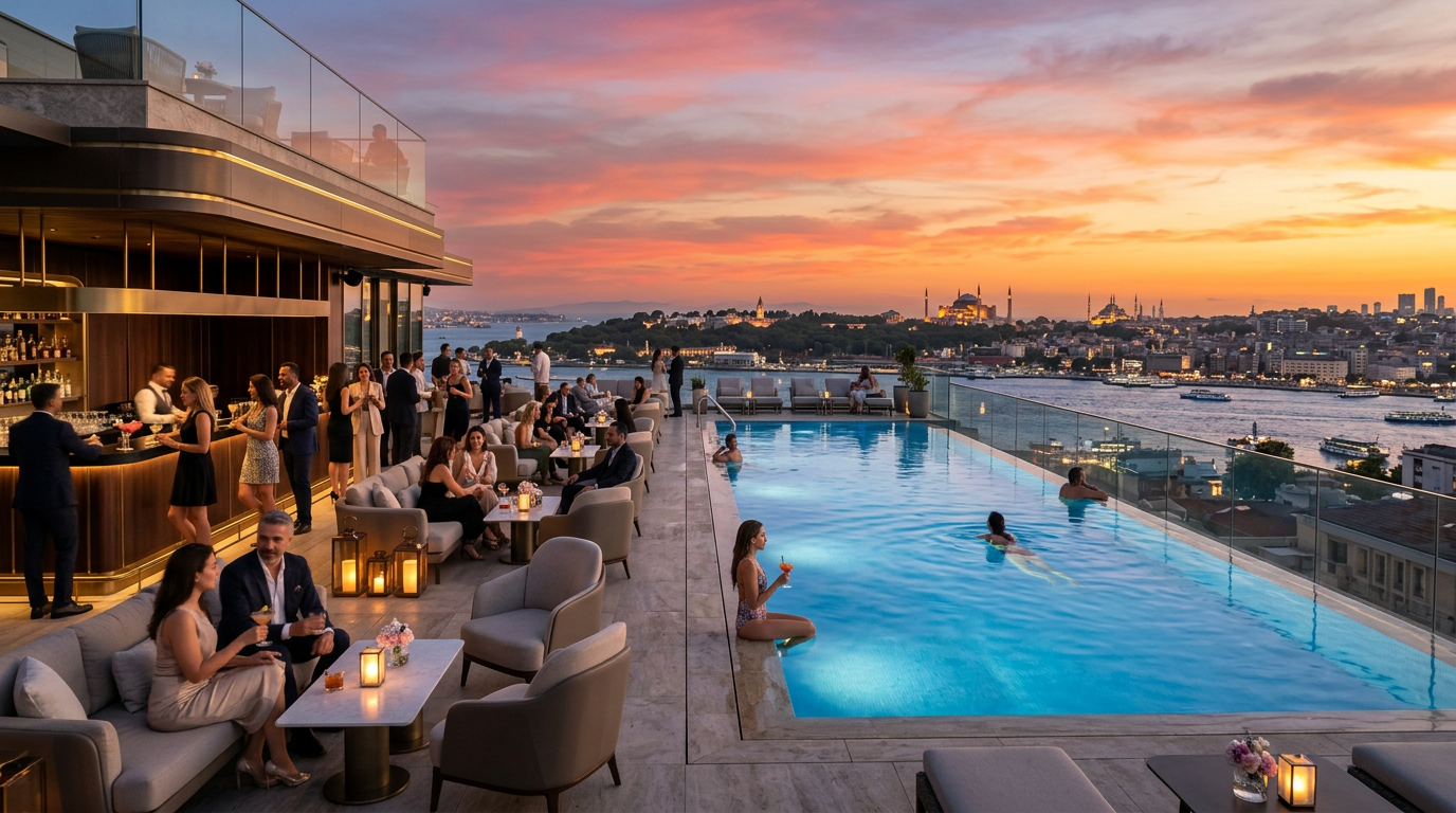 Experience Istanbul's ultimate rooftop pools hotels and luxurious sky bars in 2026, offering breathtaking city and Bosphorus views.