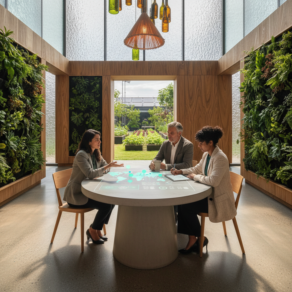 2026'da otel sürdürülebilir tedarik zinciri yönetimi; lobby sohbetinde satın alma yöneticileri, çevre dostu otel stratejileri ve yeşil tedarik zinciri çözümleri tartışıyor.