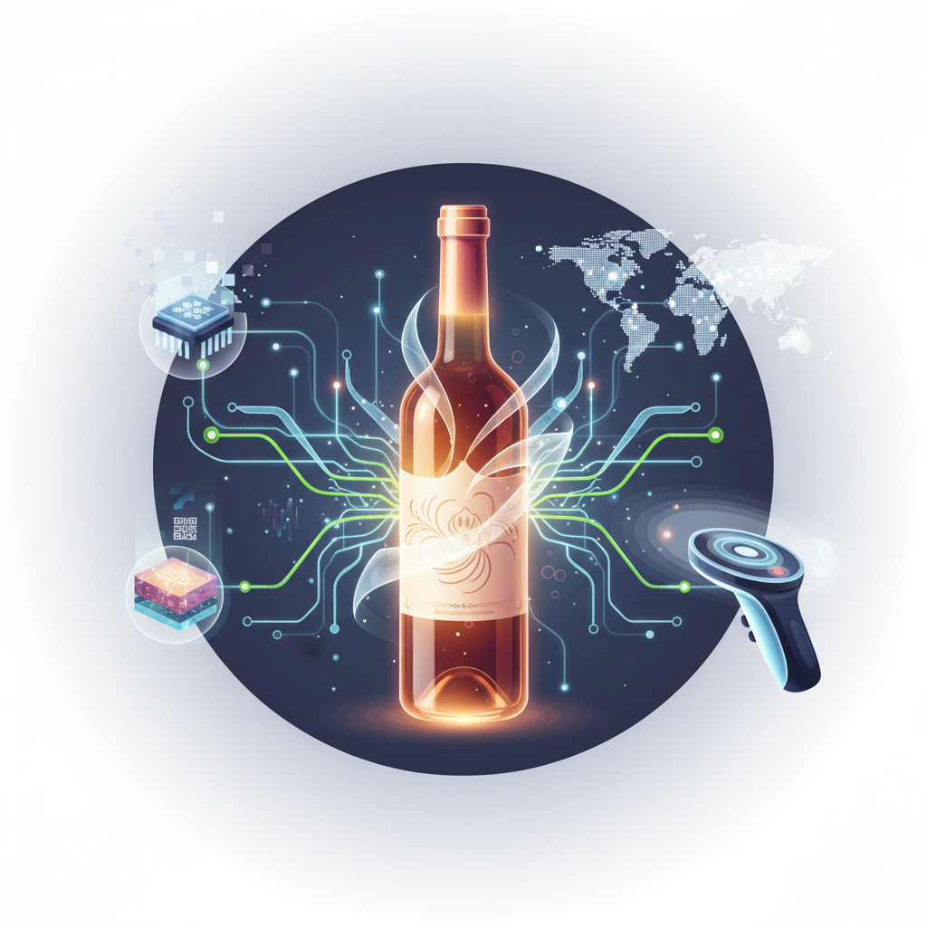 Visual representation of the global effort to combat wine fraud in 2026, showcasing various authentication technologies and experts safeguarding valuable vintages against counterfeiting and illicit trade.