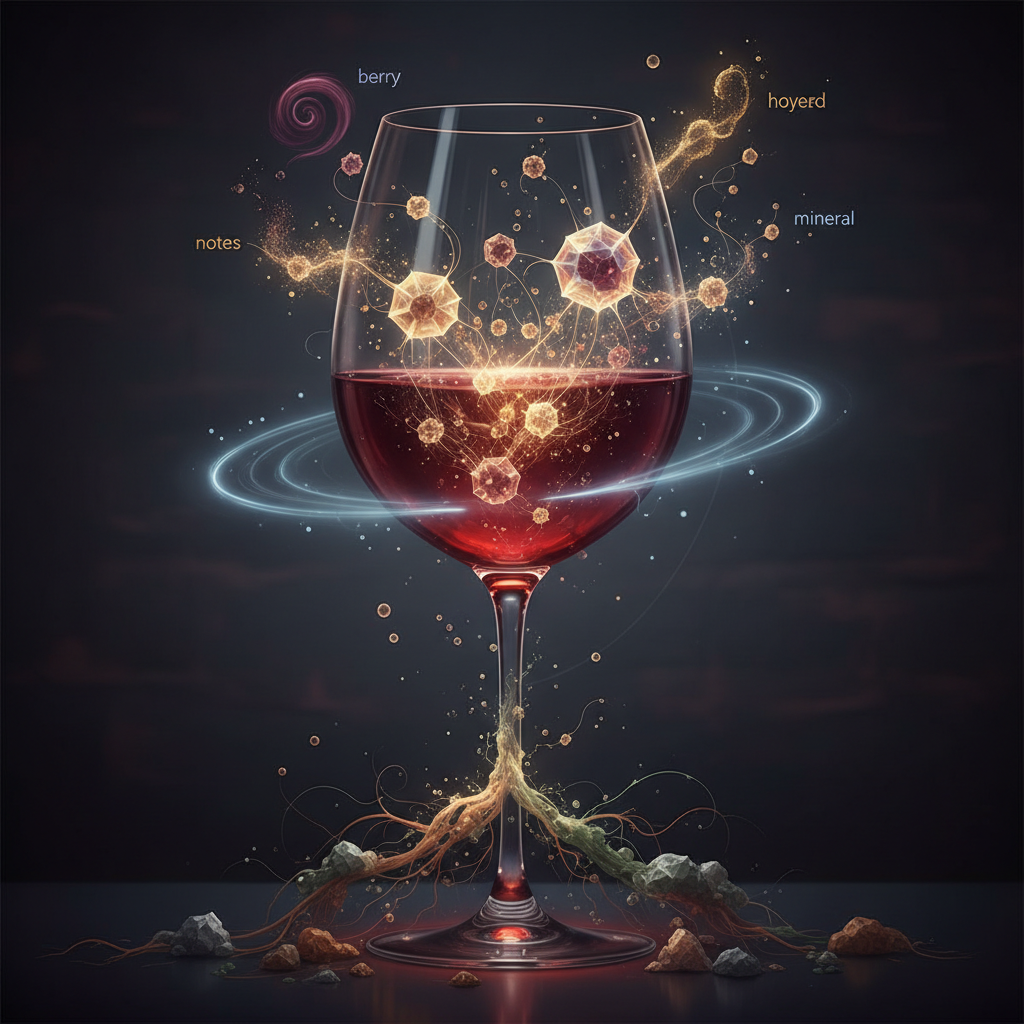 A winemaker meticulously inspects a glass of red wine, surrounded by fermentation tanks in 2026, illustrating the delicate process of sculpting flavor with indigenous yeast and minimal intervention winemaking techniques.