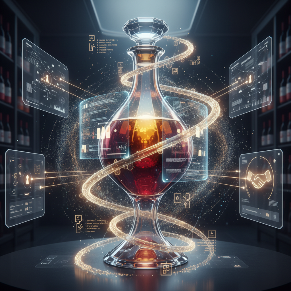 A sommelier in a dimly lit cellar discreetly receiving a bottle of rare wine, symbolizing the exclusive and opaque world of private wine allocations in 2026, with focus on the secret handshake element.