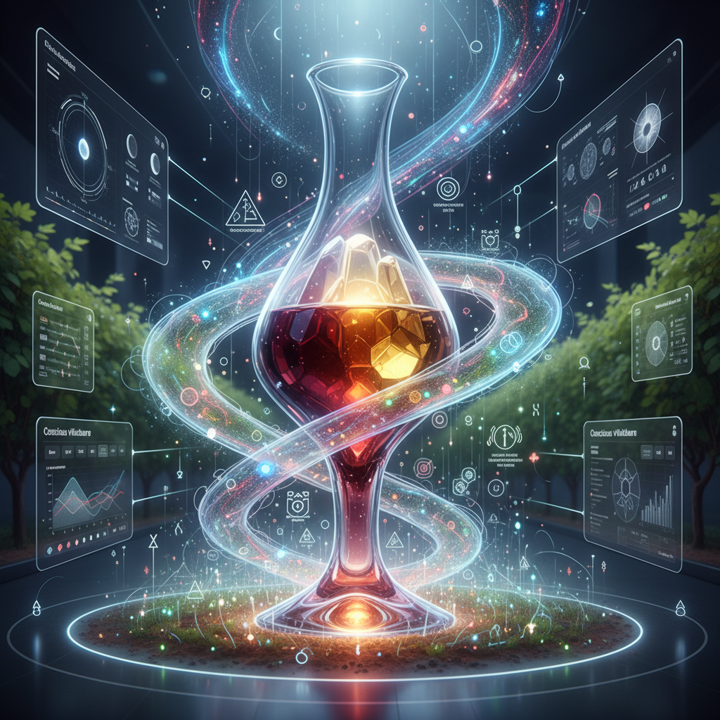 A vibrant vineyard showcasing flourishing grapevines under a bright sky, symbolizing a quantum leap in biodynamic viticulture practices in 2026, going beyond traditional organic certification towards enhanced ecological harmony and sustainable wine production.