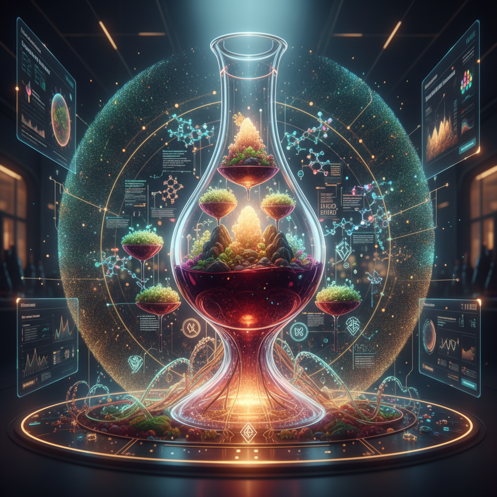 A miniature, meticulously cultivated 'vinous zen garden' showcasing tiny grapevines thriving in diverse micro-terroirs. Each micro-plot is distinct, with varying soil compositions and sun exposures, highlighting the innovative 2026 trend of crafting ultra-limited edition micro-terroir wines. The image evokes precision, exclusivity, and the art of modern viticulture.