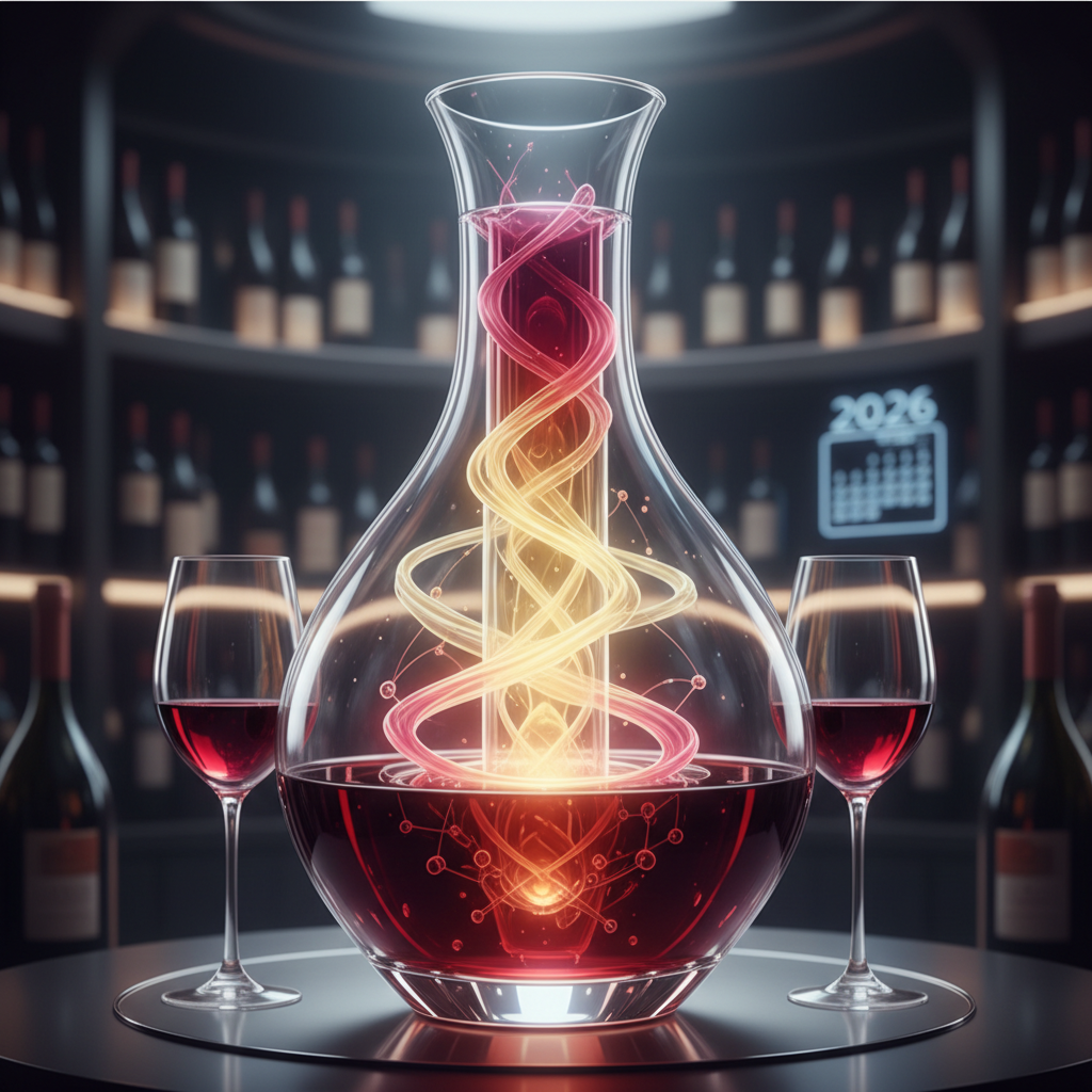 A close-up image showcasing the intricate beauty of a frozen wine bottle, glistening with frost, symbolizing 'vinous biostasis' and the preservation of flavor for optimal enjoyment in 2026. The label is visible but blurred, emphasizing the chilling effect. Focus keyword: wine biostasis 2026.