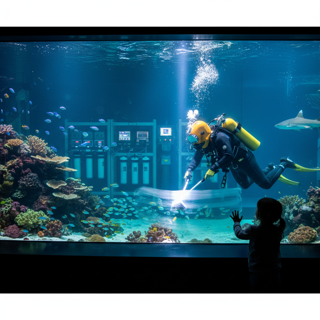 2026 Florya Akvaryum'da sualtı dünyasının titiz bakımı yapılırken, dalgıçlar mercanları temizliyor ve balıkların sağlığını kontrol ediyor. Akvaryumun estetik ve ekolojik dengesi için yapılan detaylı çalışmalar gözler önüne seriliyor.