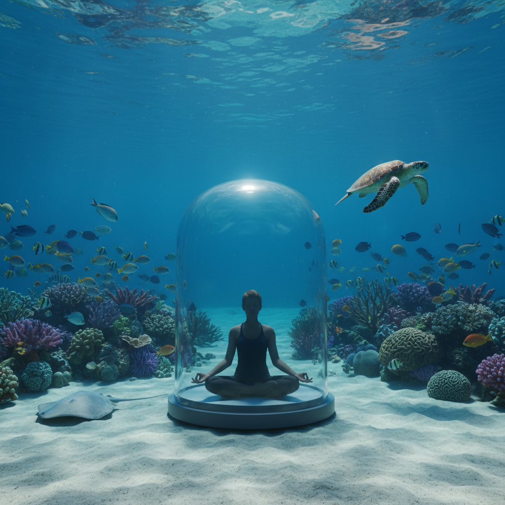 Underwater view of colorful fish and coral at Florya Akvaryum in 2026, illustrating a calming marine therapy and mental detox experience. Focus keyword: Florya Akvaryum terapi.