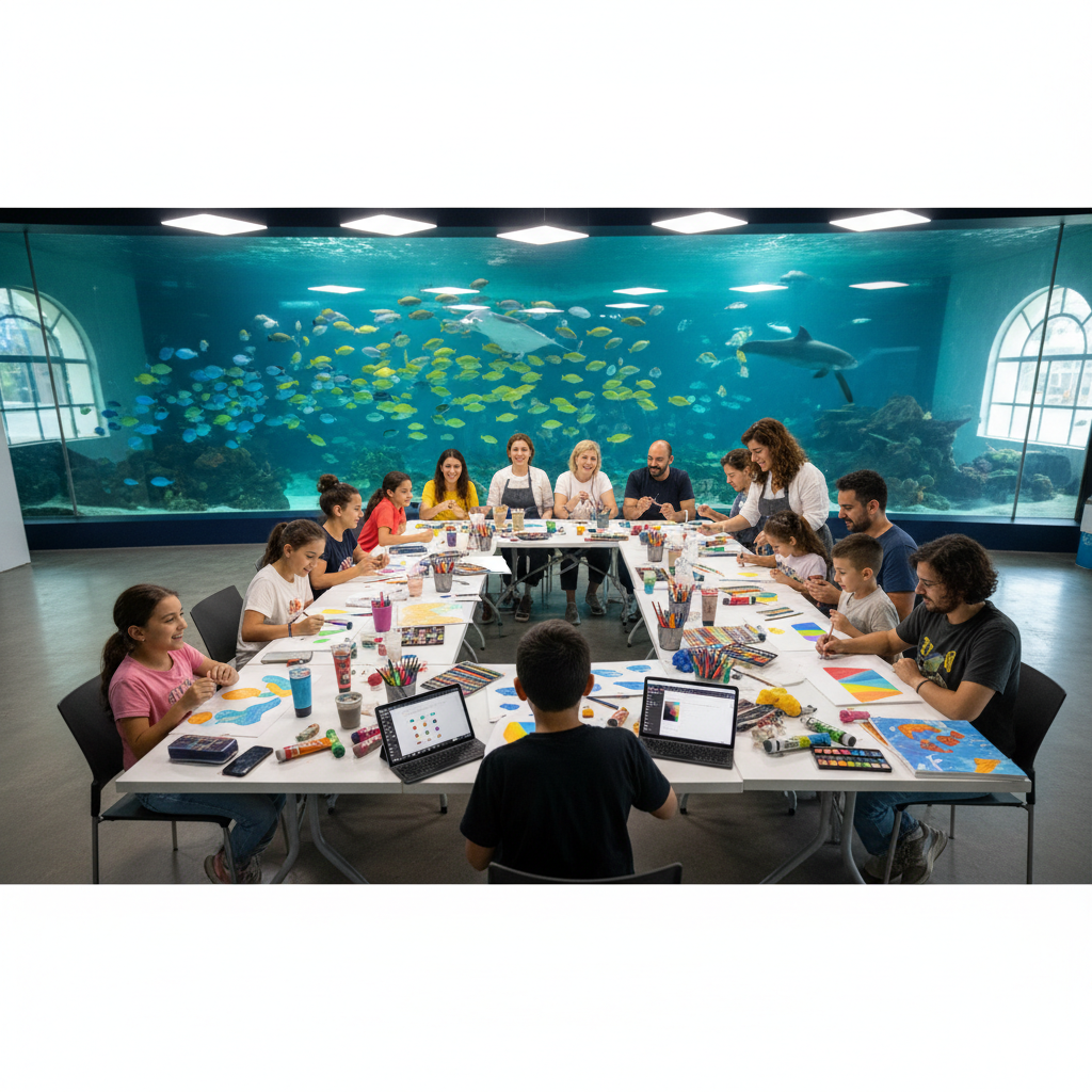 2026 Florya Akvaryum'da rengarenk mercanlar ve tropik balıklar arasında yüzen akrobatik deniz canlıları. Görselde akvaryumun sunduğu büyülü deniz altı dünyası ve Florya Akvaryum renklerinin canlılığı ön planda.