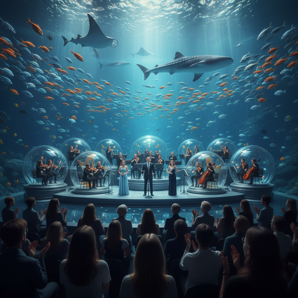 Stunning, high-definition underwater shot inside Florya Akvaryum in 2026, showcasing vibrant marine life, coral reefs, and innovative displays emphasizing aquatic sustainability and global water conservation efforts, aligned with 'Florya Akvaryum sürdürülebilirlik' initiatives.