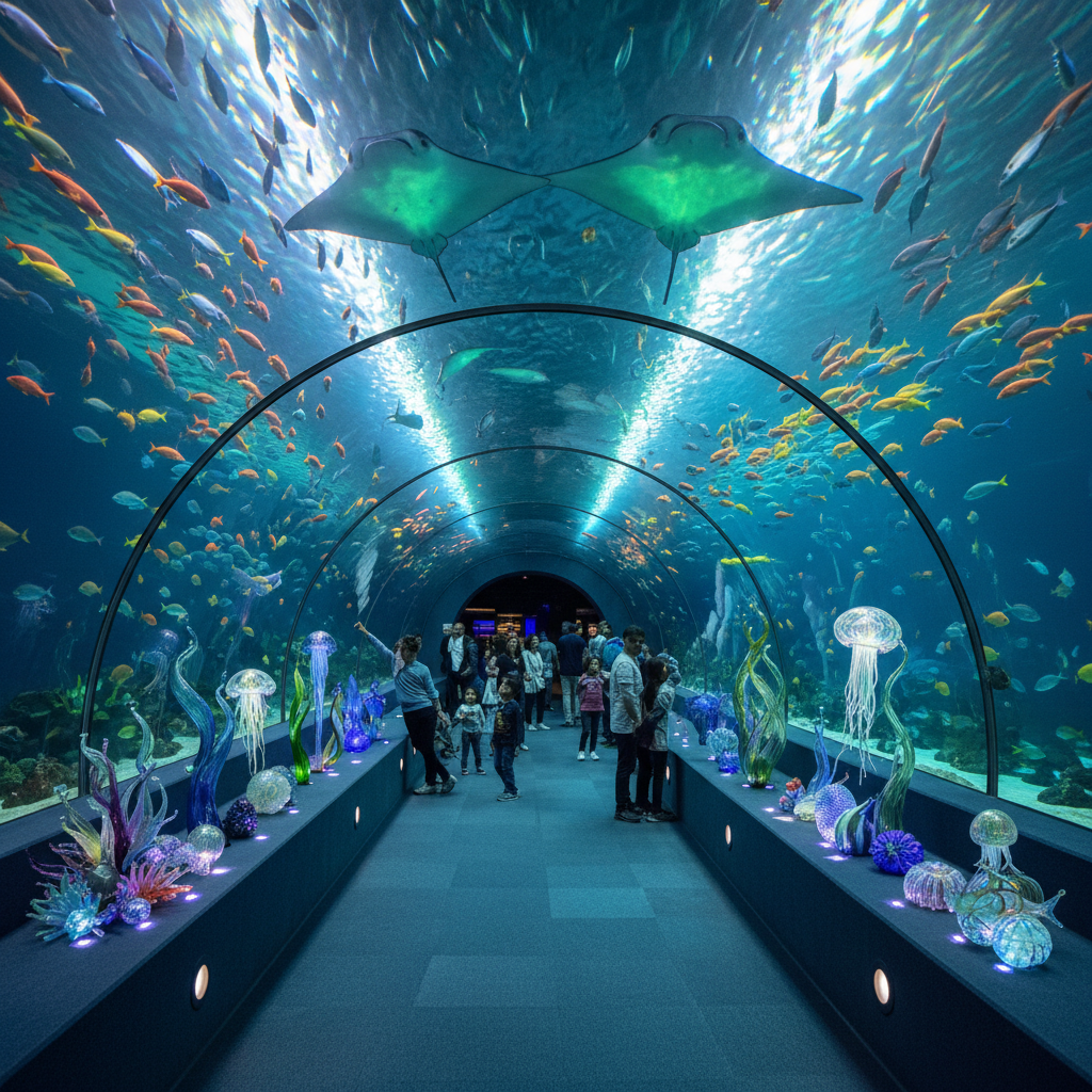 2026 Florya Akvaryum'da okyanus renklerinin büyüleyici dansını sunan geleneksel cam sanatı sergisi, deniz canlılarının zarif figürleriyle büyüleyici bir deneyim sunuyor. Florya Akvaryum cam sanatı eserlerini sergiliyor.