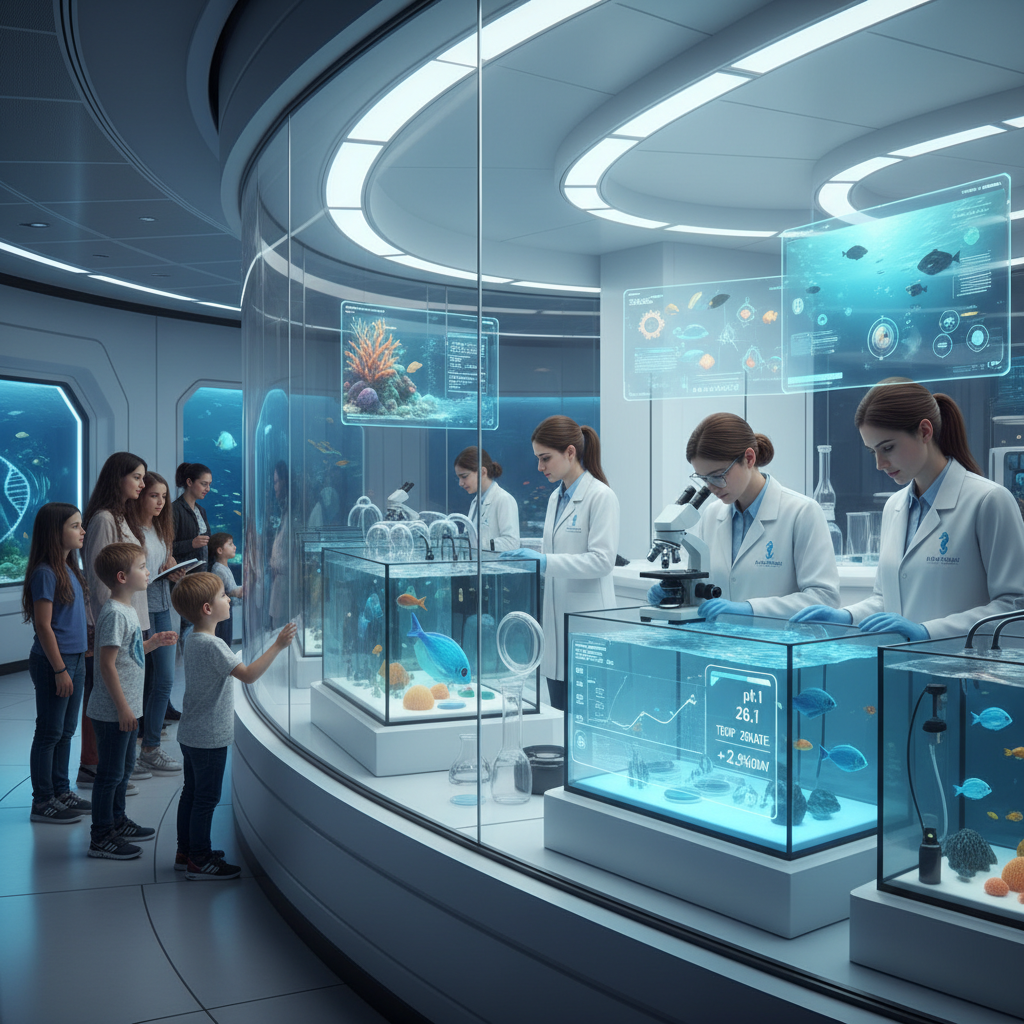 2026 Florya Akvaryum'da nesli tükenen deniz canlıları için yürütülen üreme ve koruma projelerini gösteren büyüleyici su altı yaşamı manzarası.