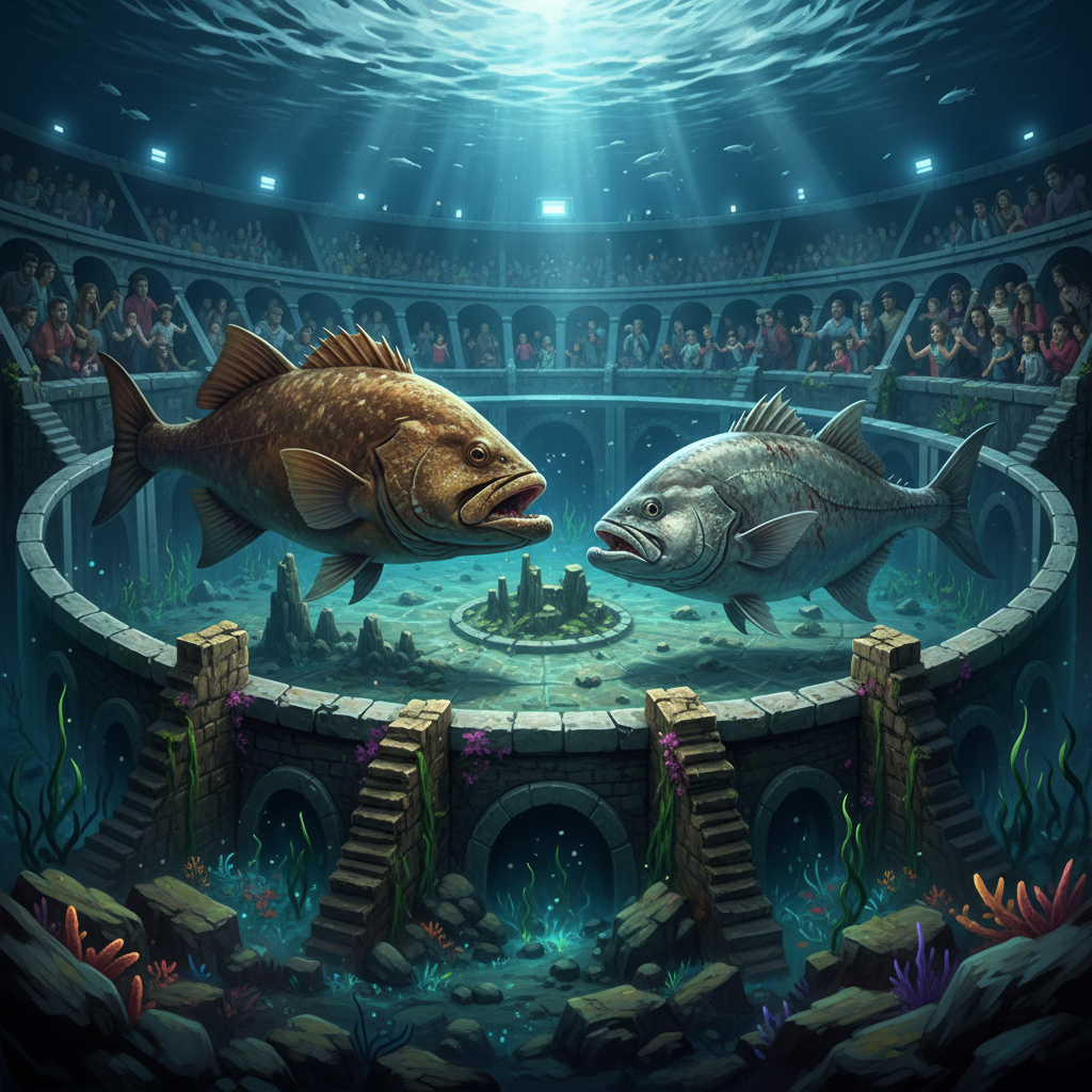 2026 Florya Akvaryum Gladyatör Arenası’nda dev balıkların nefes kesen hayatta kalma mücadelesi ve deniz altı dünyasının büyüleyici görüntüsü.