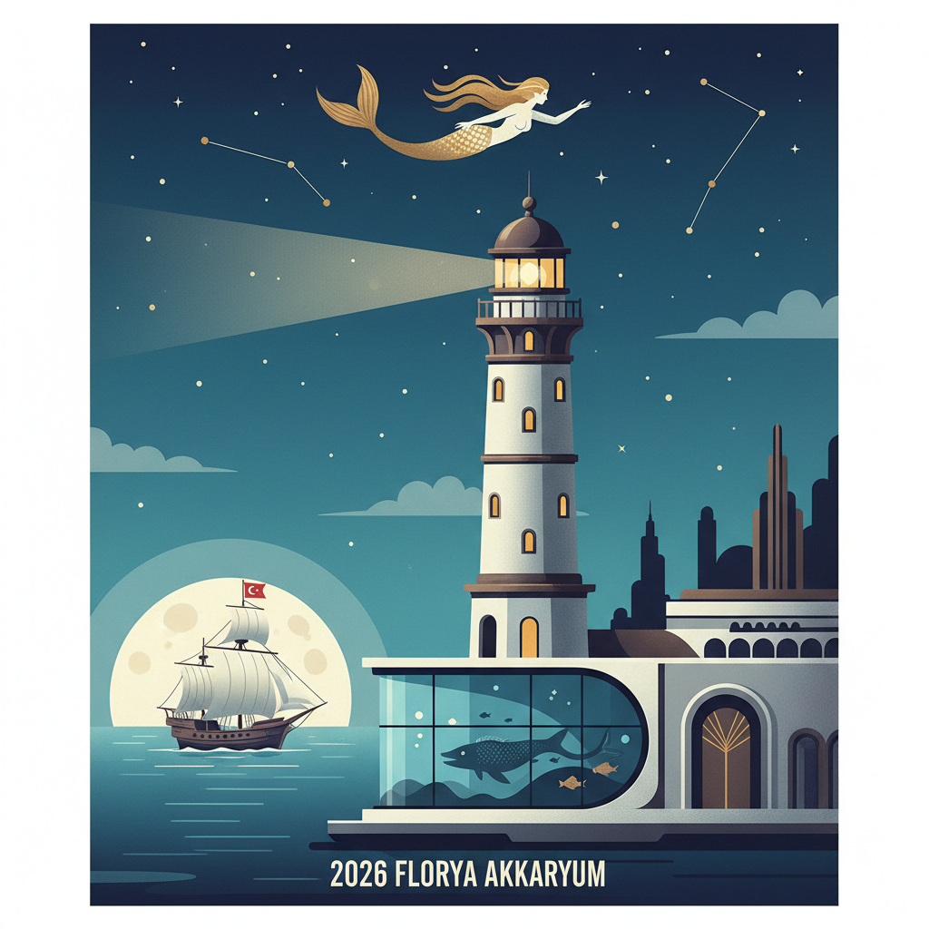 2026 Florya Akvaryum'un deniz feneriyle olan fotoğrafı; tarihi, mimarisi ve kültürel dokusunu vurgulayan, köklü geçmişine gönderme yapan görsel. Florya Akvaryum tarihi.