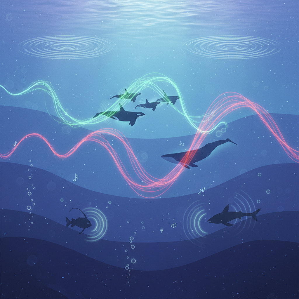 2026 Florya Akvaryum'da, Derinlerin Sesleri etkinliğinde interaktif bir sualtı akustiği ekranına bakan meraklı ziyaretçiler. Odak: Florya Akvaryum işitsel deneyim.