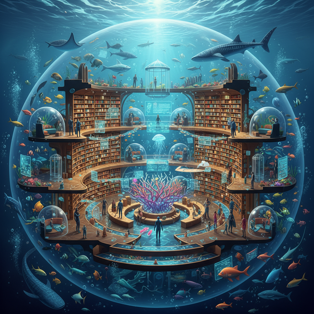 2026 Florya Akvaryum'da deniz canlıları ve eğitim programları, 'Suyun Altındaki Kütüphane' temasıyla ziyaretçilere bilgi ve keşif sunan akvaryum sergisi.