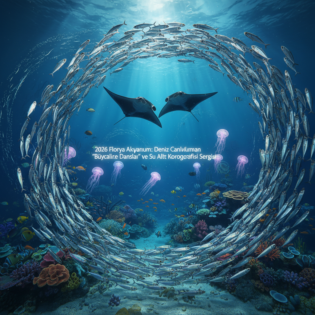 Stunning visuals from Florya Akvaryum's 2026 underwater choreography exhibition, showcasing marine life's mesmerizing dance and captivating aquatic displays. Experience the enchanting 'Büyüleyici Dansları' of fish and sea creatures.