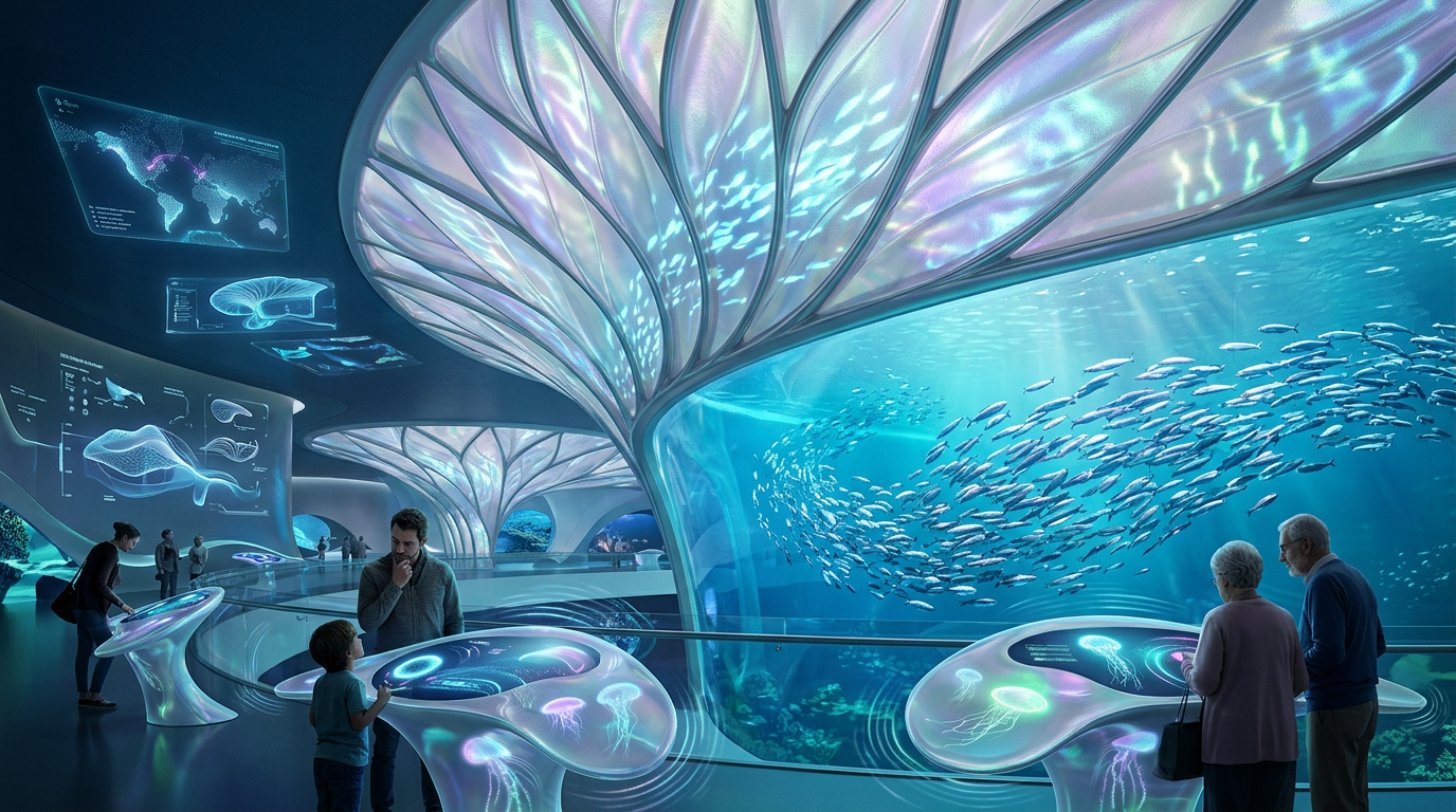 2026 Florya Akvaryum'da okyanusun fısıltılarıyla geleceğin tasarımları ve deniz canlılarından ilham alan biyomimikri inovasyonları.
