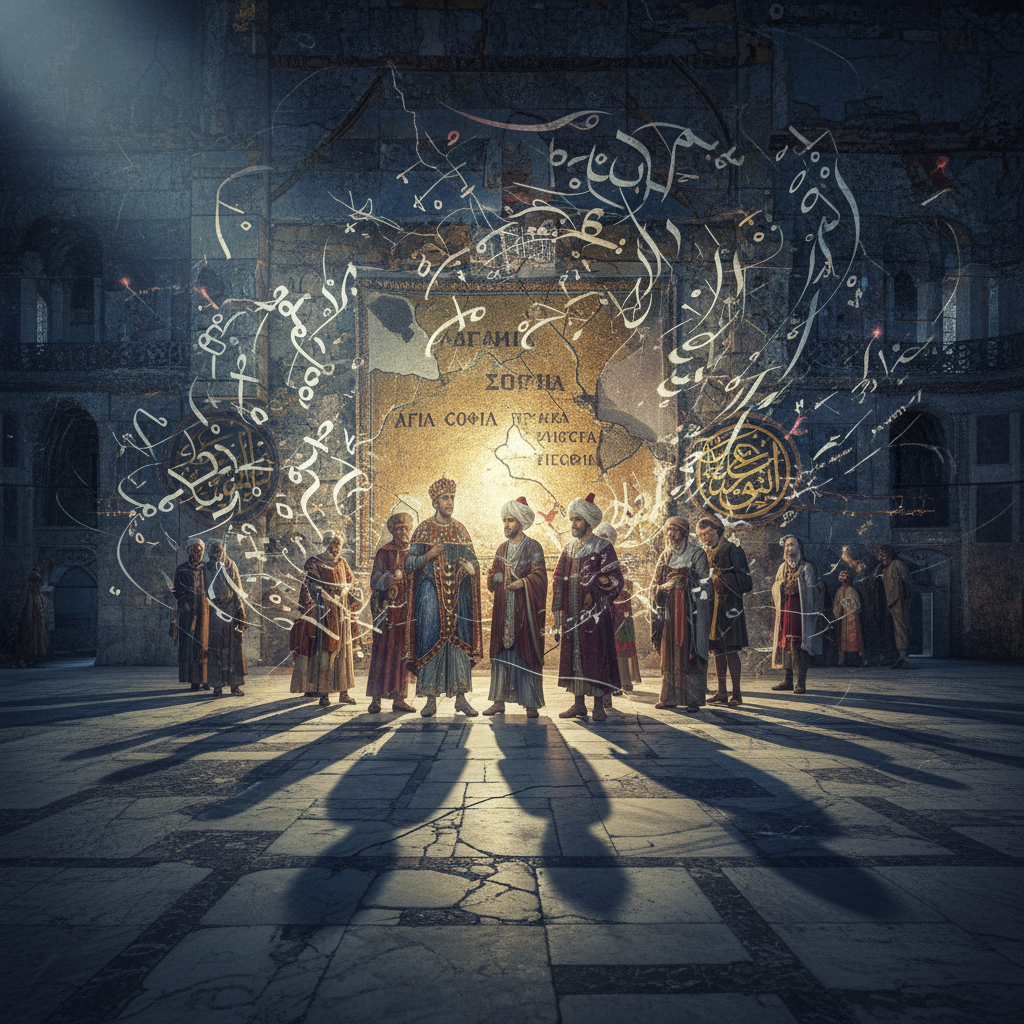 Ayasofya'nın esrarengiz duvarlarındaki derin çatlaklar ve oyulmuş yazıtlar, binanın gizemli tarihini ve antik fısıltılarını gözler önüne seriyor.