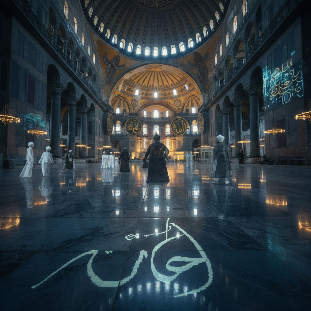 A visitor's perspective of Hagia Sophia in 2026, showcasing its majestic Byzantine architecture and Ottoman additions, surrounded by modern Istanbul. The iconic domes and minarets are bathed in sunlight, reflecting centuries of history and Fatih Sultan Mehmet's legacy, essential for any 2026 Hagia Sophia visit.
