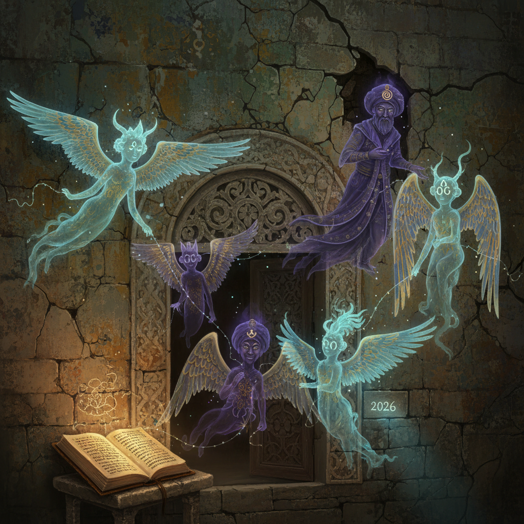 تصویری هنری از فضای داخلی ایاصوفیه با نوری معنوی که گروه کر باستانی را روشن میکند، در حال خواندن سرودهای ایاصوفیه که در سال 2026 طنینانداز میشوند. این تصویر شکوه تاریخی و روحانی ایاصوفیه و سرودهای هزاران ساله آن را به تصویر میکشد.