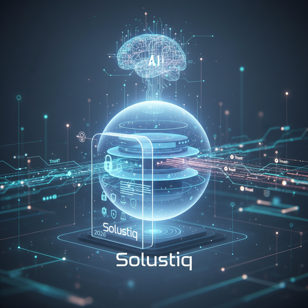 2026'da büyük veri ve yapay zeka odaklı web sitelerinin etik boyutlarını gösteren bir grafik. Solustiq'in şeffaflık ve veri gizliliği yaklaşımları vurgulanarak, yapay zeka etik web çözümleri sunuluyor.