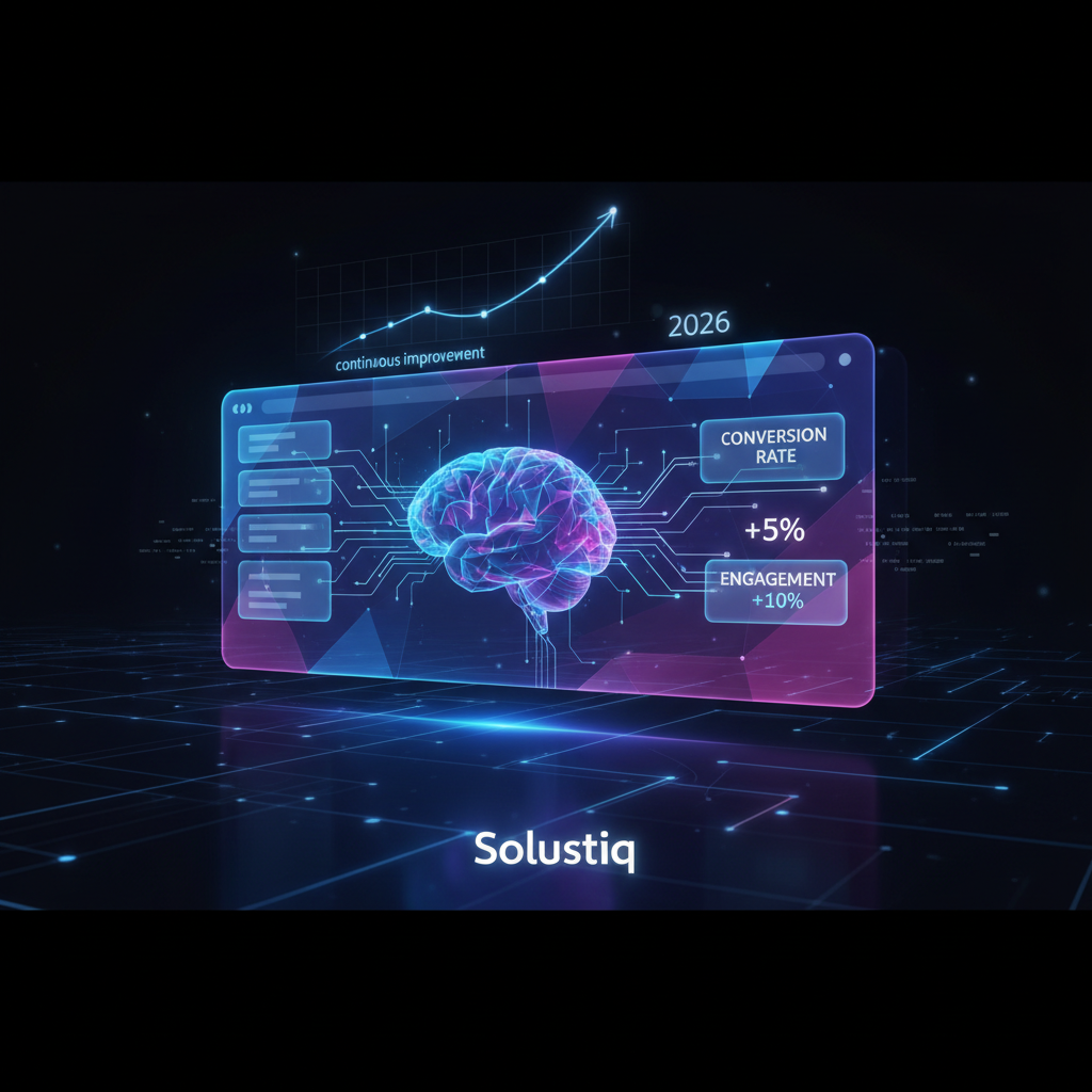 AI-powered adaptive testing and experimental optimization for websites in 2026, showcasing Solustiq's continuous improvement approach to SEO, with a focus on artificial intelligence adaptive testing strategies.