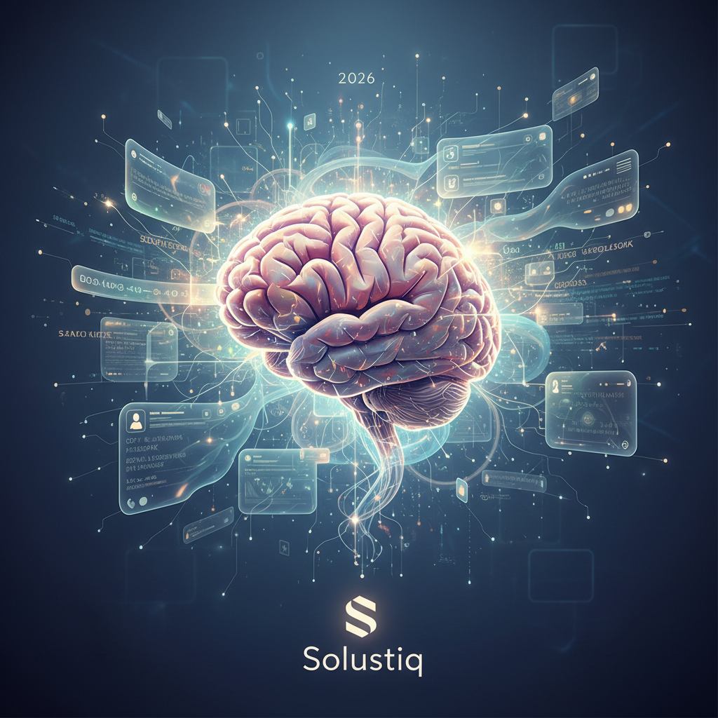 AI and neuromarketing revolutionizing creative web design in 2026, showcasing Solustiq's human-centric approach to understanding user psychology through artificial intelligence and neuro-insights.