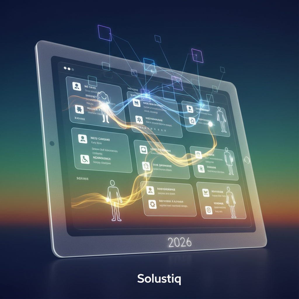 Solustiq's vision for harmonious, AI-powered web design in 2026, focusing on accessibility and inclusivity. The image showcases a modern, user-friendly interface optimized for diverse users, reflecting advancements in AI-driven accessible web development for the current year.