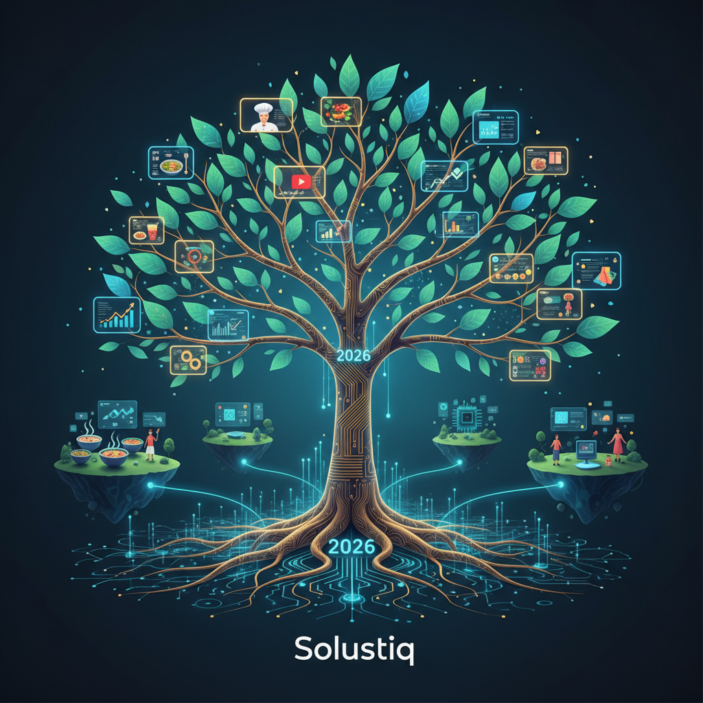 Solustiq's 2026 data-driven AI approach to smart content diversification for niche markets, illustrating artificial intelligence content diversification strategies to reach specific audiences.