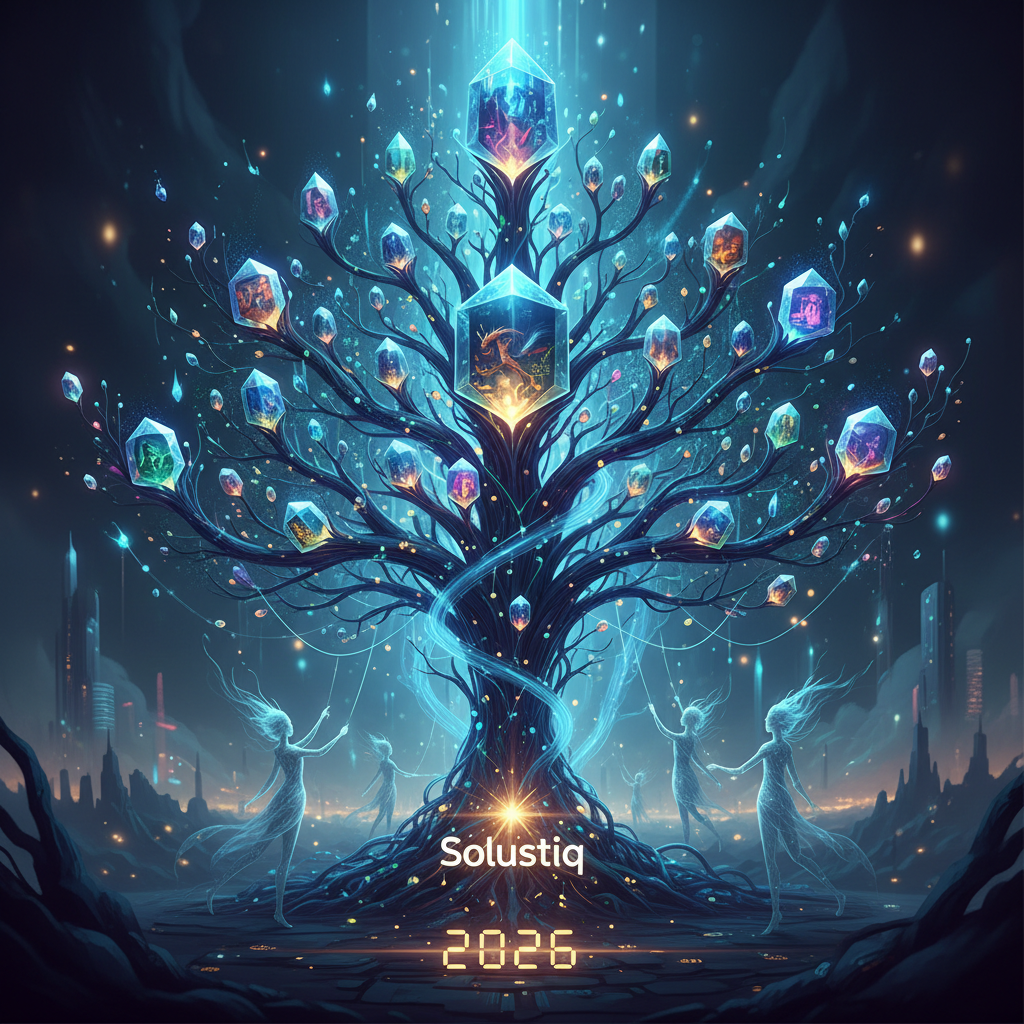 2026'da YZ destekli Solustiq web siteleri için sürükleyici hikaye anlatımı, dijital mimari ve kullanıcı deneyimi tasarımını anlatan görsel. "Sürükleyici hikaye anlatımı web" anahtar kelimesi vurgulanarak, yapay zeka entegrasyonuyla geleceğin dijital deneyimleri sergileniyor.