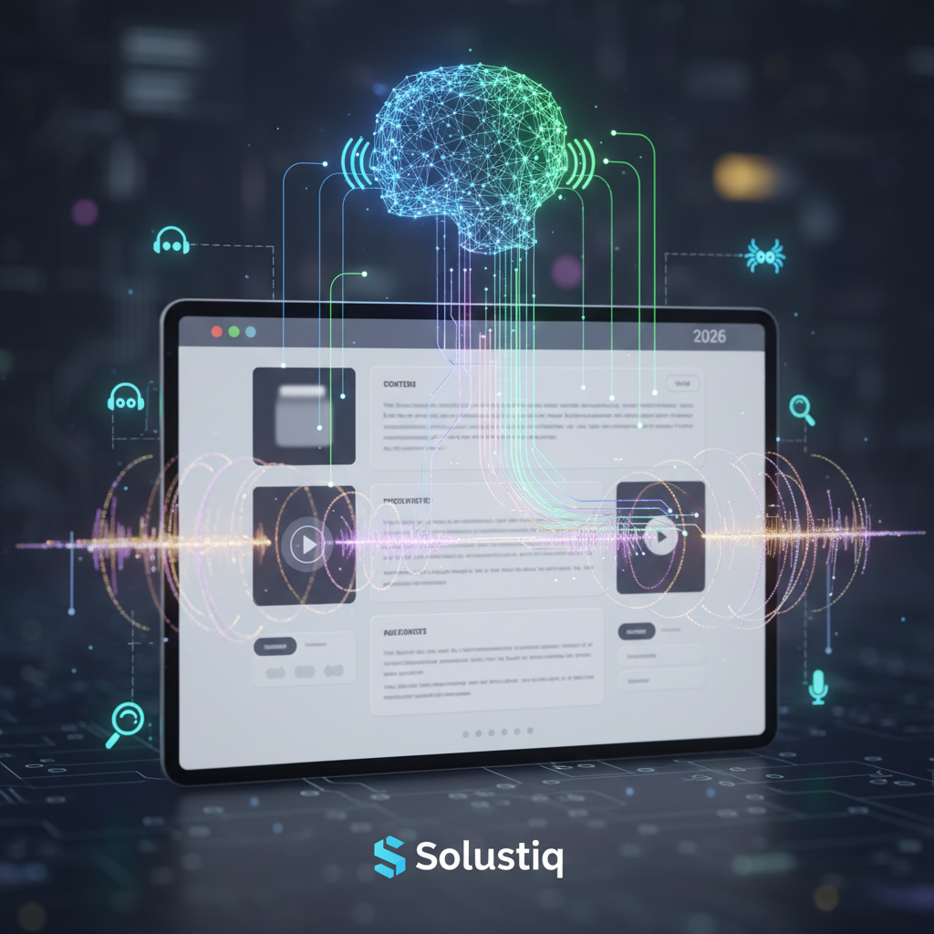 2026'da Solustiq'in yapay zeka destekli sesli SEO stratejileriyle web sitelerinde gömülü ses optimizasyonu, işitsel arama trendlerine uyum.
