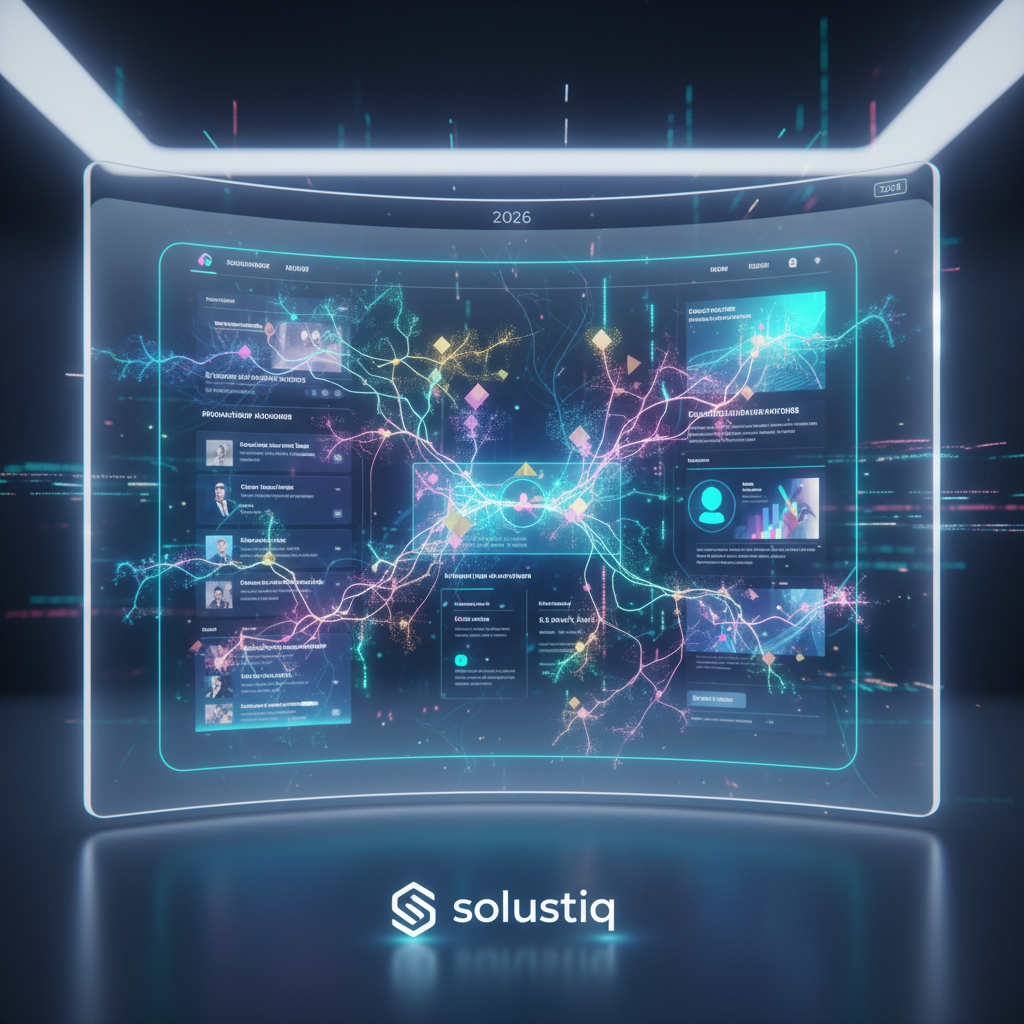 2026'da yapay zeka destekli Solustiq psikografik profilleme ile web sitelerinde kullanıcı davranışlarını analiz eden algoritmalar ve derin öğrenme modelleri görseli. Odak noktası yapay zeka psikografik profilleme ve SEO.