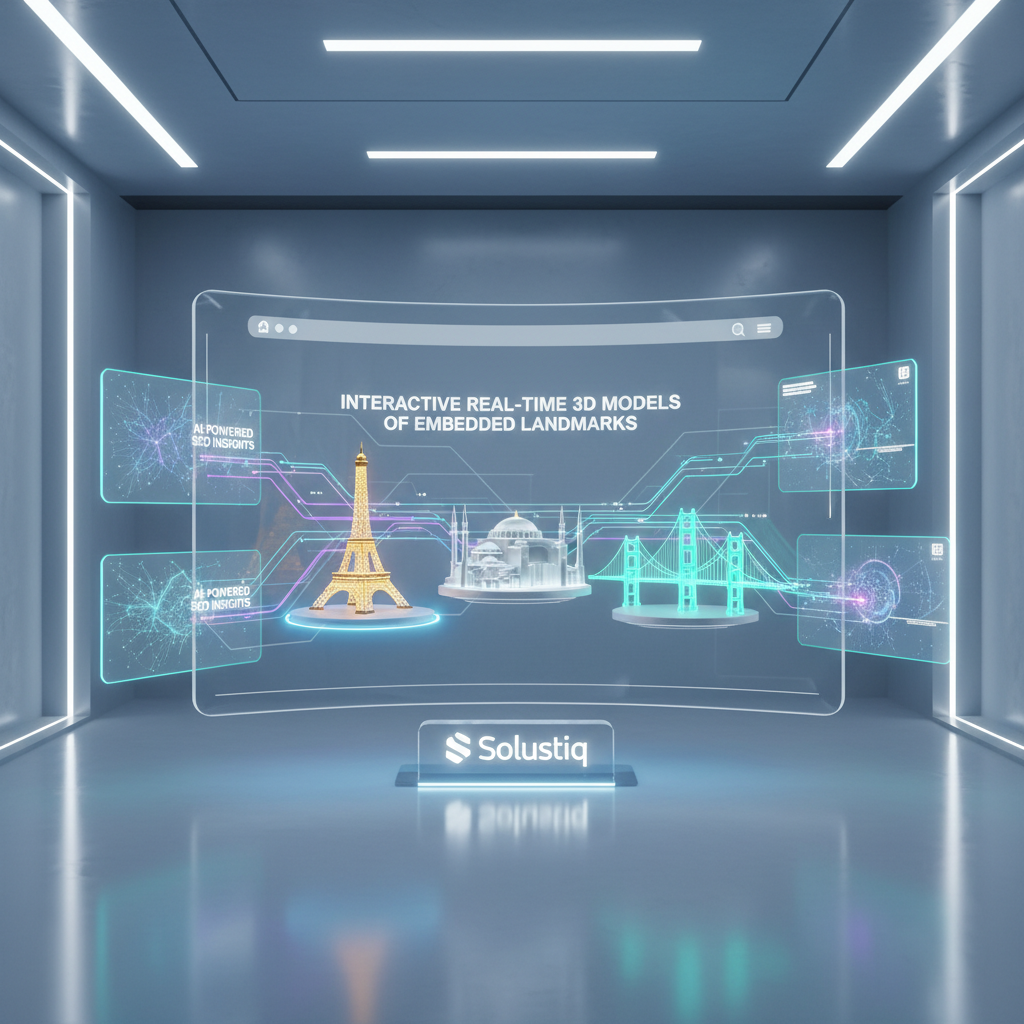 2026'da Solustiq tarafından yapay zeka ve 3D modelleme ile oluşturulan, web sitelerindeki etkileşimli mimarinin gerçek zamanlı görüntülenmesi.