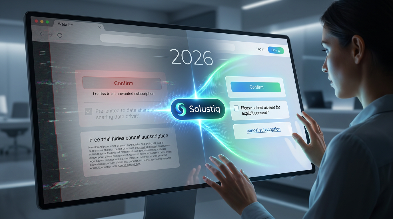 2026'da Solustiq'in yapay zeka destekli karanlık desen tespiti ile etik SEO stratejileri, güvenilir kullanıcı deneyimleri sunuyor.