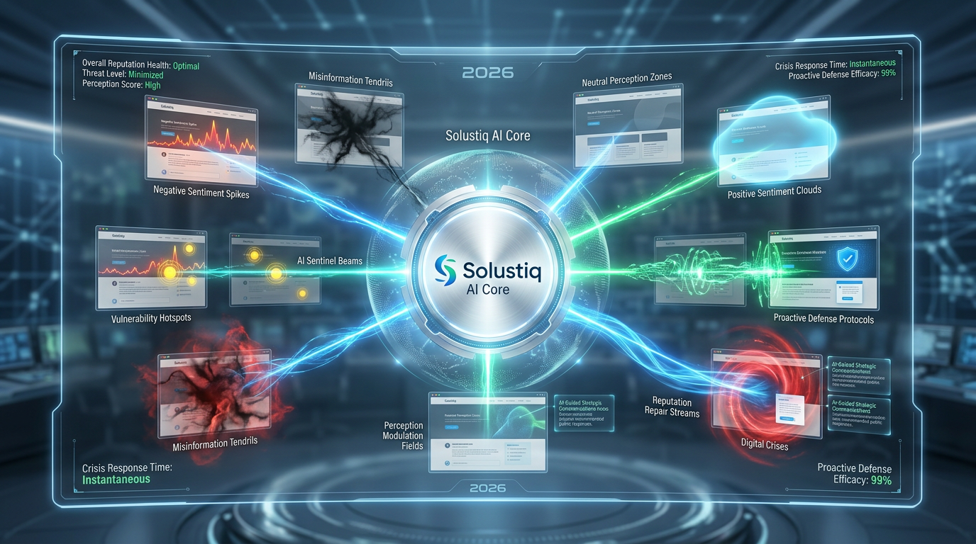 2026'da yapay zeka ile web sitelerinde algı yönetimi ve Solustiq'in proaktif itibar savunması için dijital kriz stratejileri.